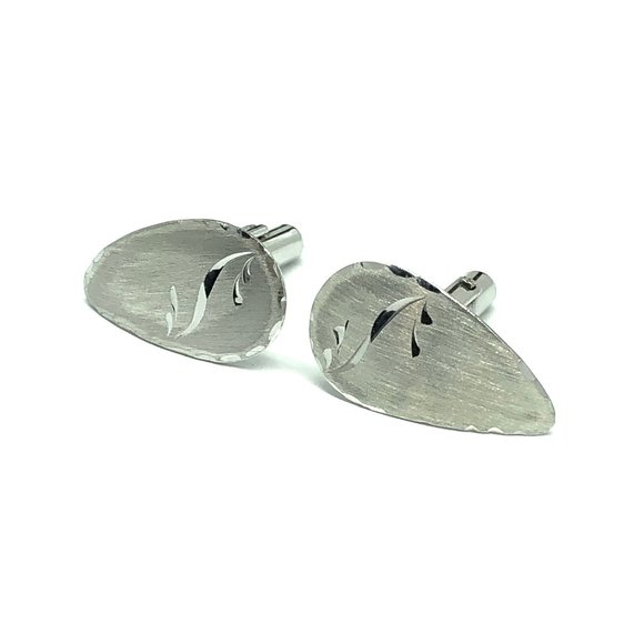 Cufflinks Sterling Silver Brushed Paisley Design Bullet Back Cufflinks | Jewelry - Picture 4 of 5